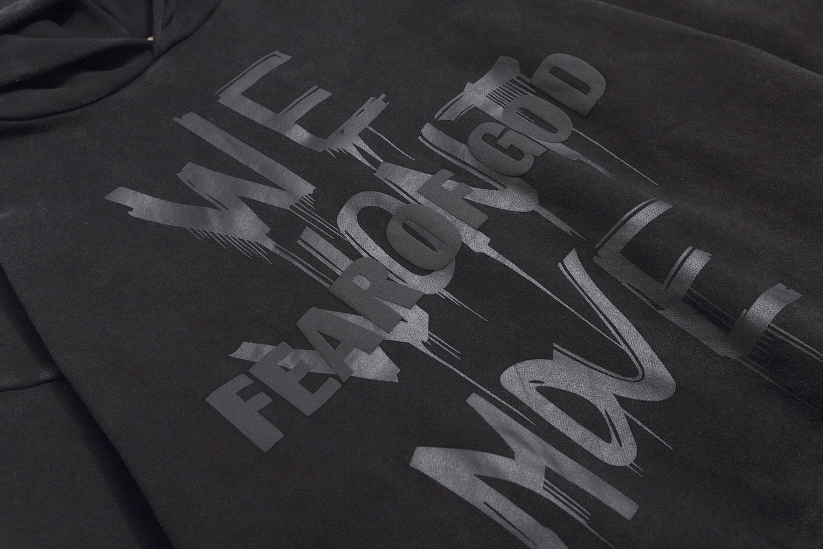 Fear of God Washed Black Side-Pocket Graphic Hoodie — detail