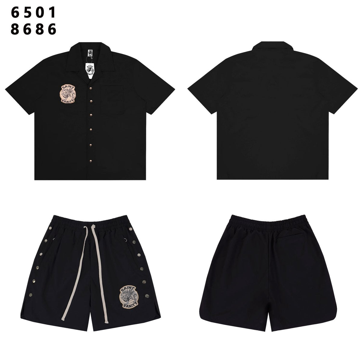 SAINT Tiger Patch Short-Sleeve Shirt & Shorts Set — front